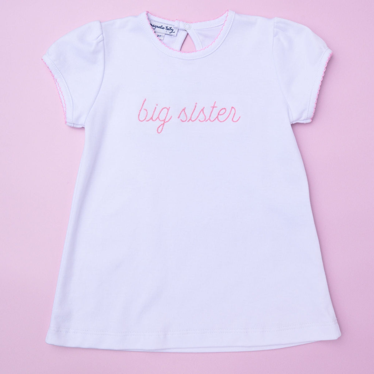 Big Sister Embroidered T-Shirt - Magnolia Baby T-Shirt