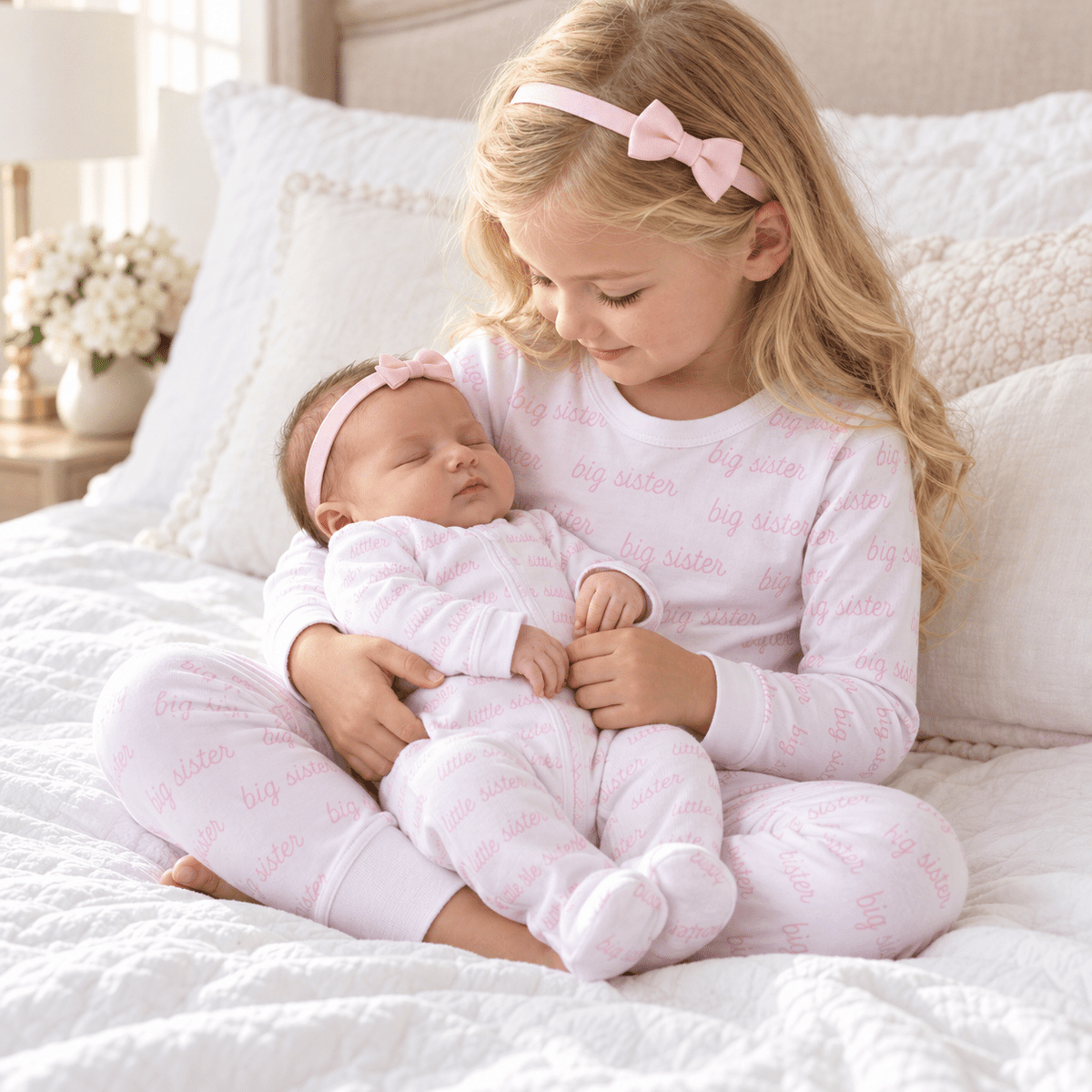 Magnolia Baby_Big Sister, Little Sister Pajama + Footie Gift Set_1