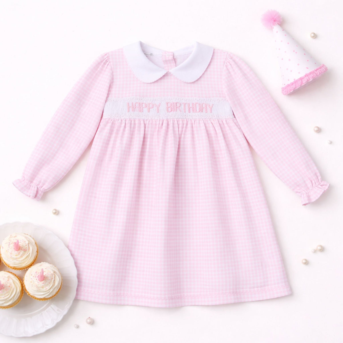 Birthday Classics Smocked Long Sleeve Dress - Pink - Magnolia BabyDress