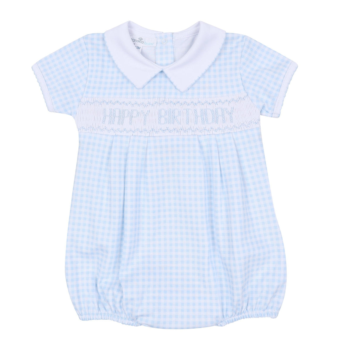 Birthday Classics Smocked Short Sleeve Bubble - Light Blue - Magnolia BabyBubble