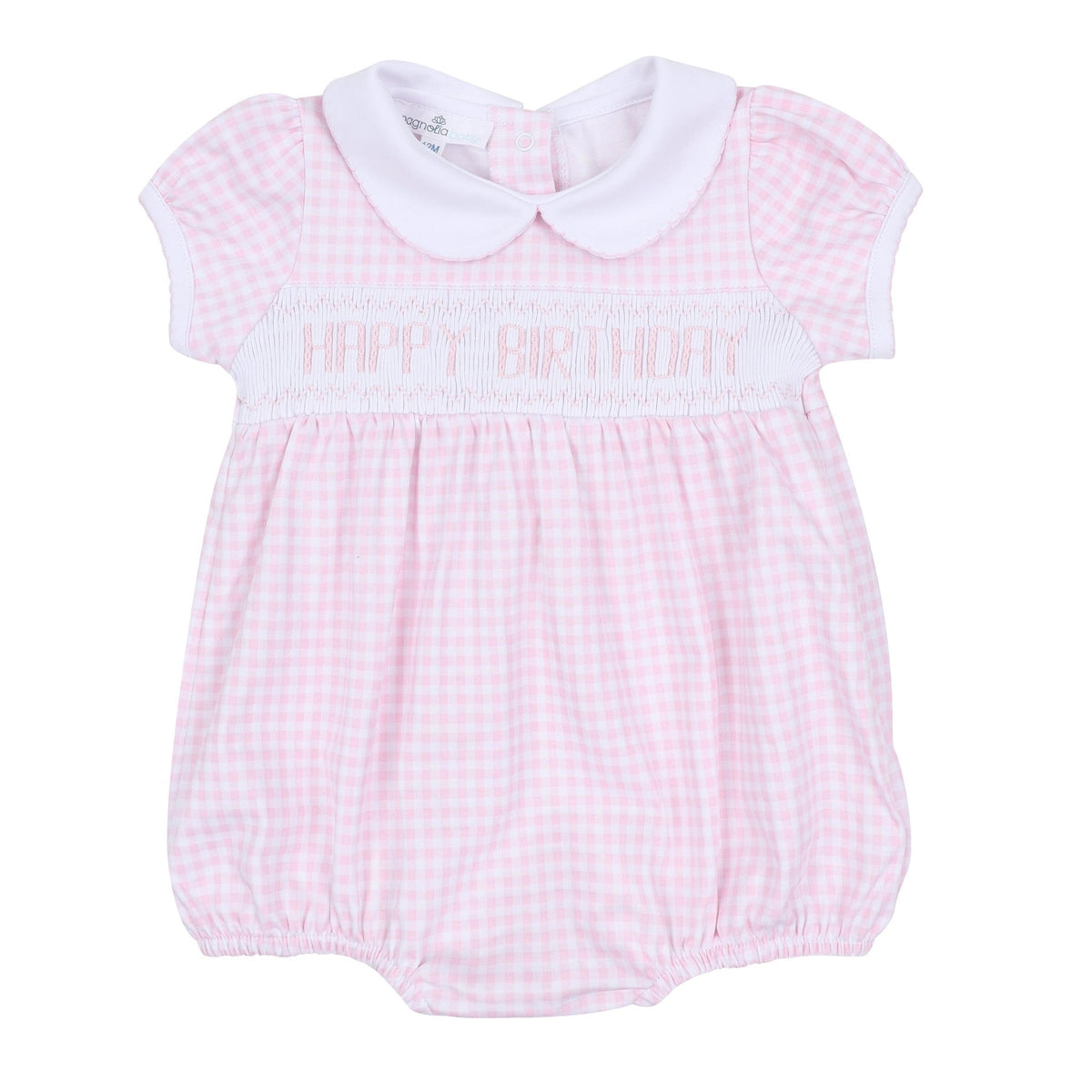 Birthday Classics Smocked Short Sleeve Bubble - Pink - Magnolia BabyBubble