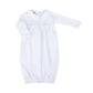 Blessed Embroidered Collared Unisex Long Sleeve Gown - White - Magnolia Baby Unisex