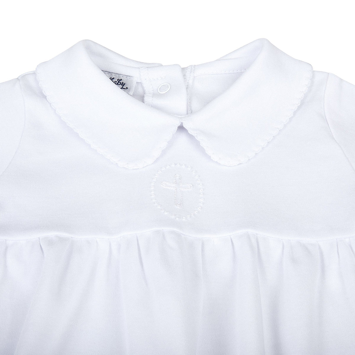 Blessed Embroidered Collared Unisex Long Sleeve Gown - White - Magnolia Baby Unisex