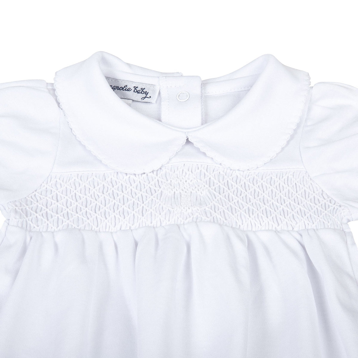 Blessed Smocked Girl Short Sleeve Gown - White - Magnolia Baby Girl