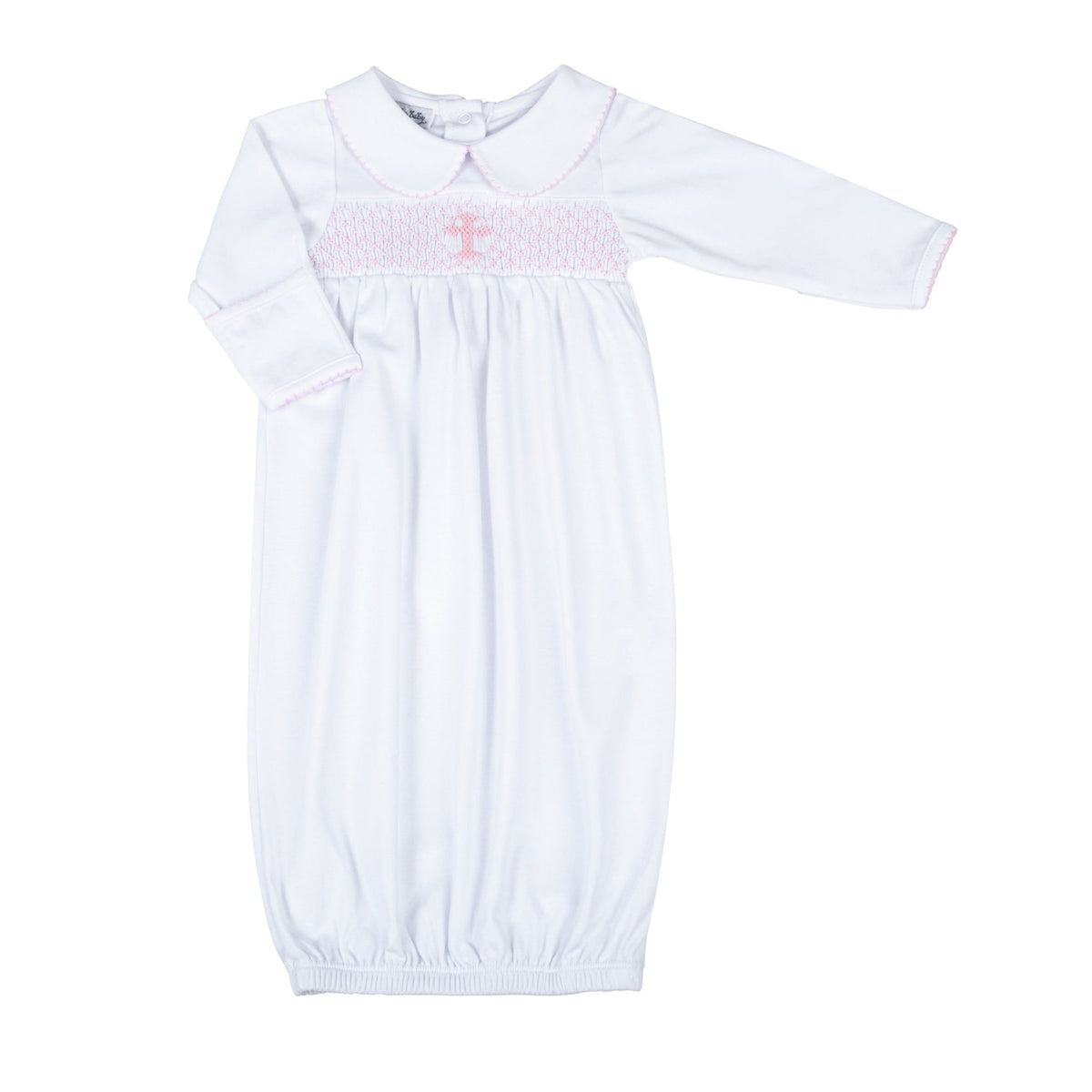Blessed Smocked Long Sleeve Gown - Pink - Magnolia Baby Girl