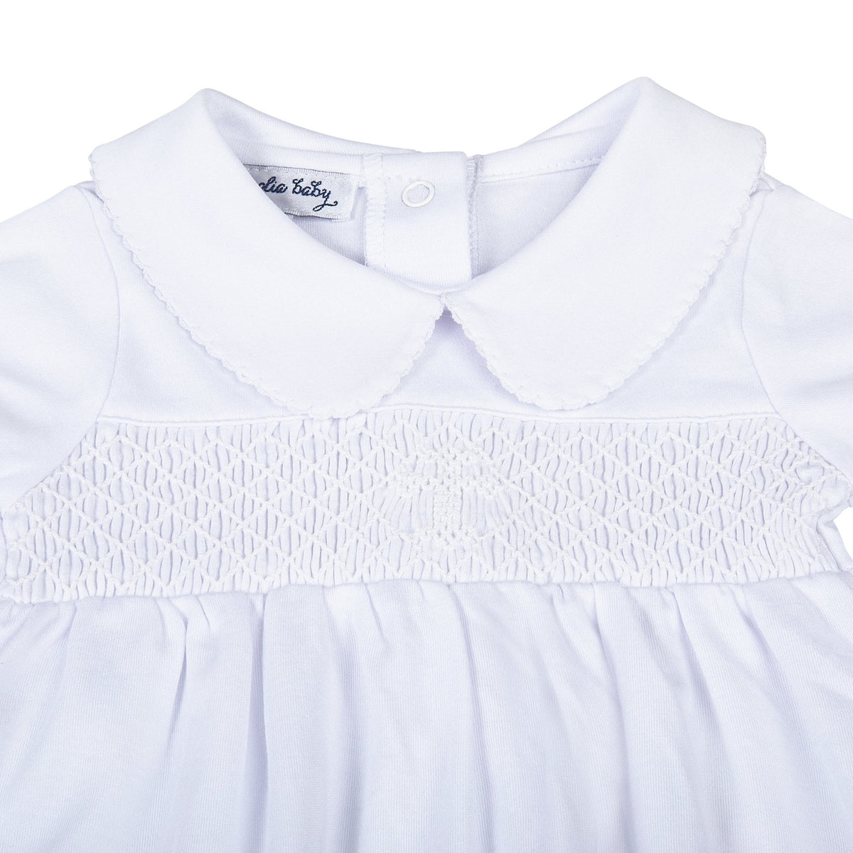 Blessed Smocked Short Sleeve Gown - White - Magnolia Baby Unisex