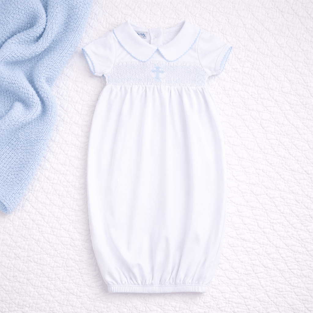 Blessed Smocked Gown - Blue - Magnolia BabyGown