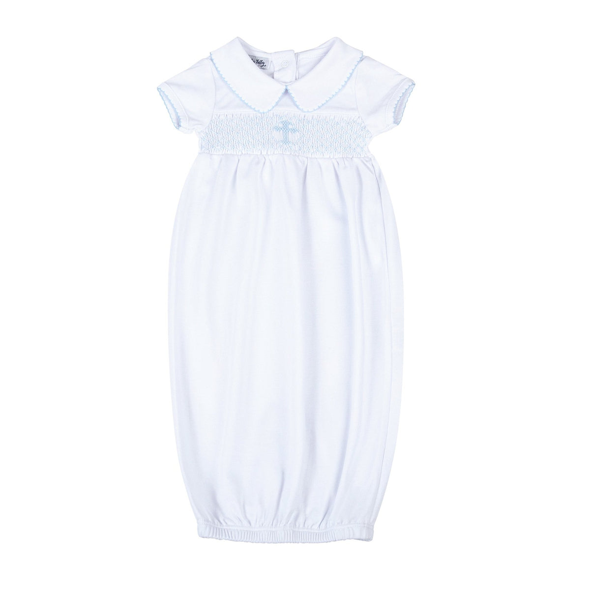 Blessed Smocked Short Sleeve Gown - Blue - Magnolia Baby Unisex