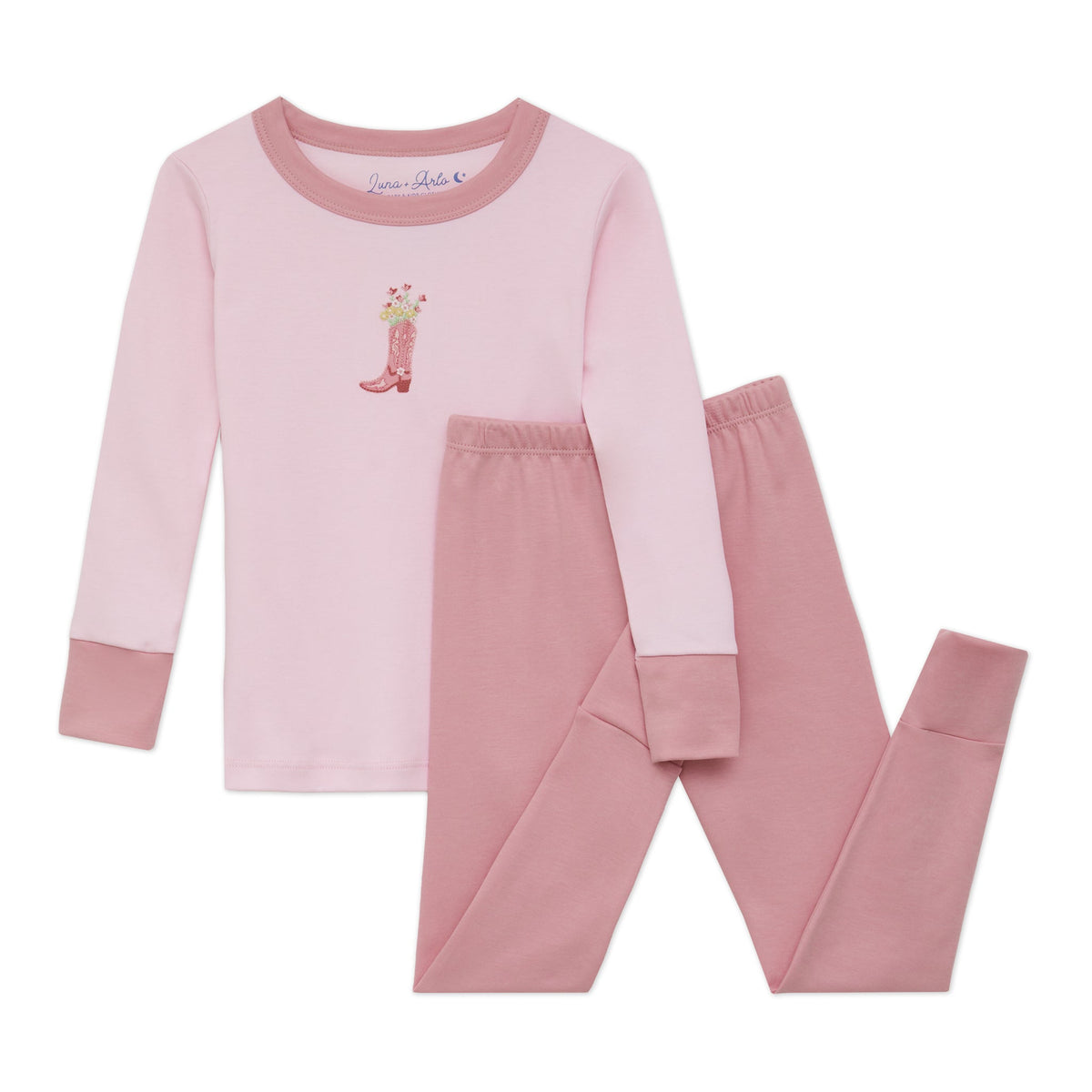 Boots and Blooms Long Pajamas - Pink - Luna and ArloLong Pajamas