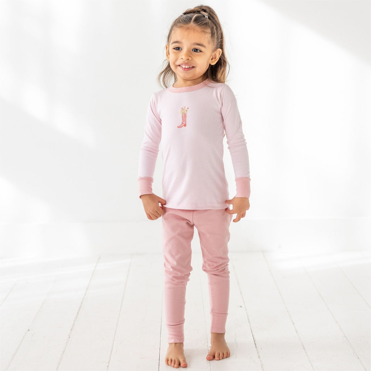 Boots and Blooms Long Pajamas - Pink - Luna and ArloLong Pajamas