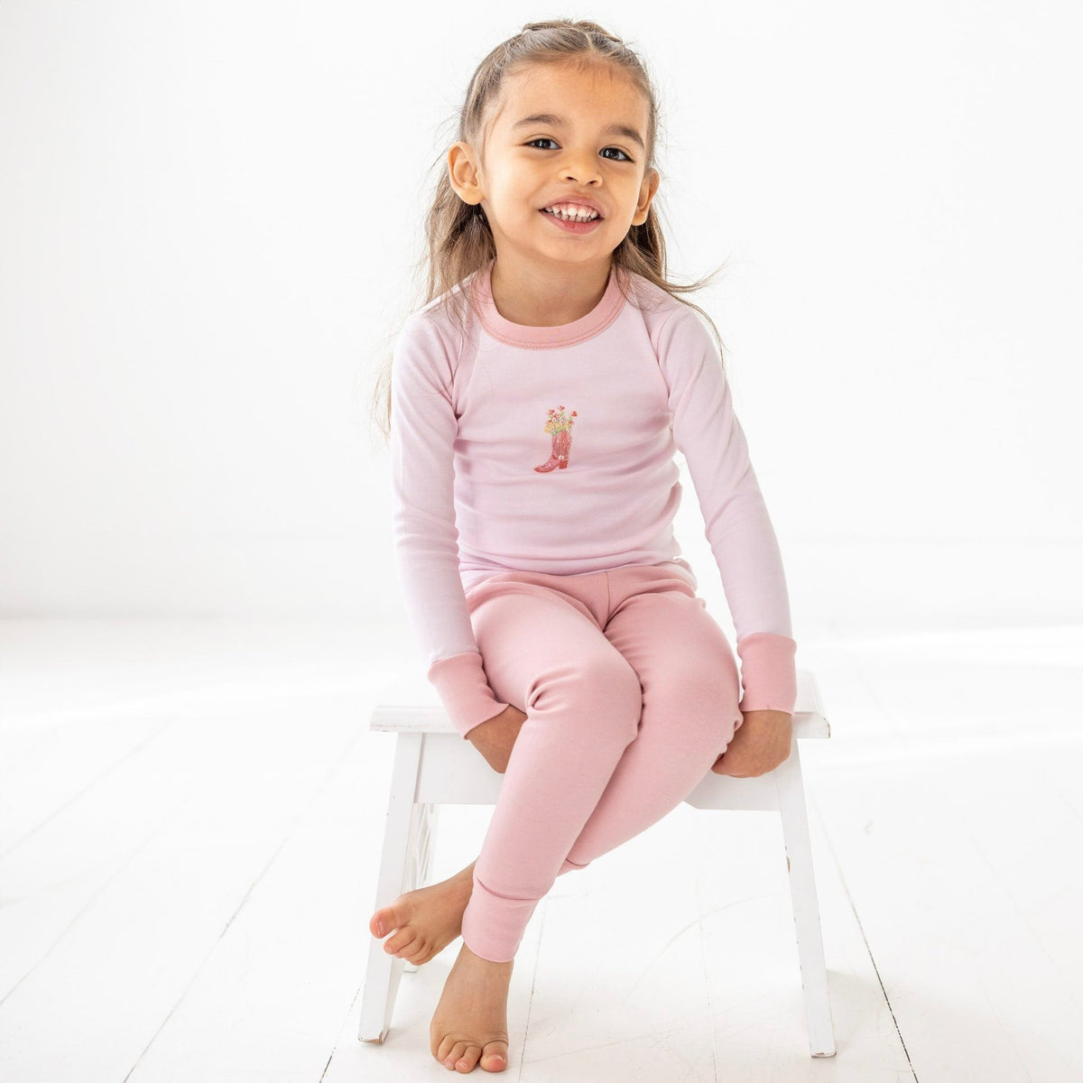 Boots and Blooms Long Pajamas - Pink - Luna and ArloLong Pajamas