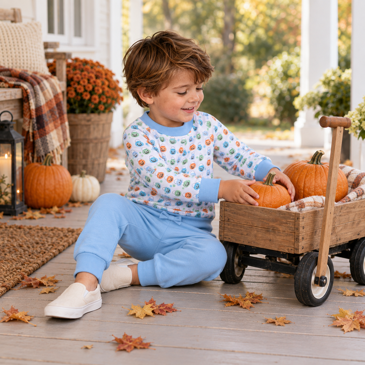 Magnolia Baby_Boy Playwear - Pumpkin Party Sweatshirt & Joggers_2