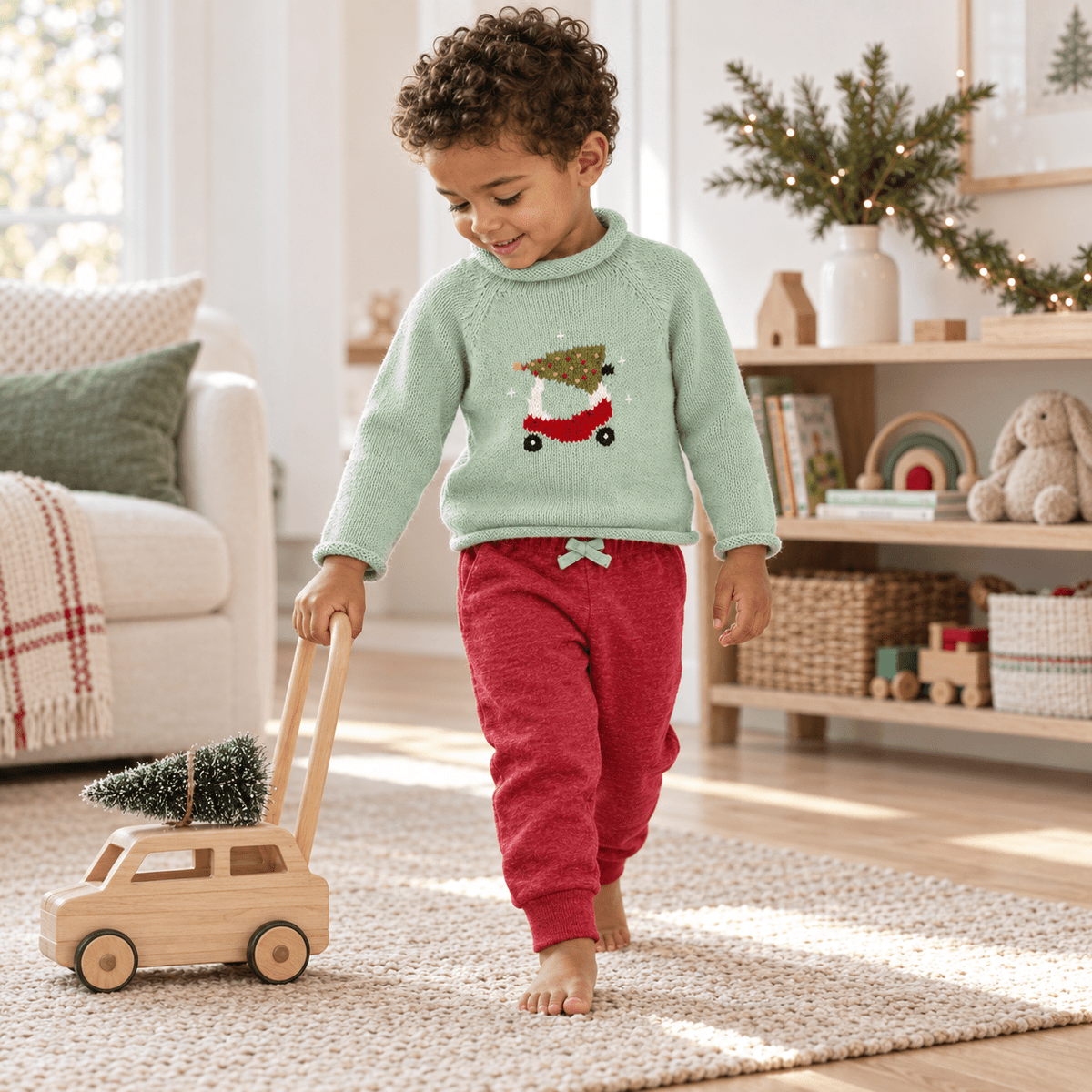 Luna and Arlo_Boy Playwear Set - Deck the Wheels Rollneck Sweater & Joggers_1