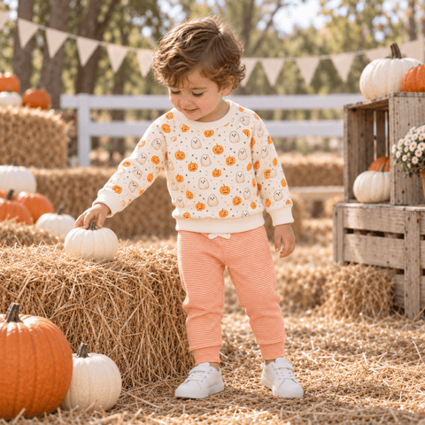 Luna and Arlo_Boy Playwear Set - Pumpkin and Boo Sweatshirt & Joggers_1