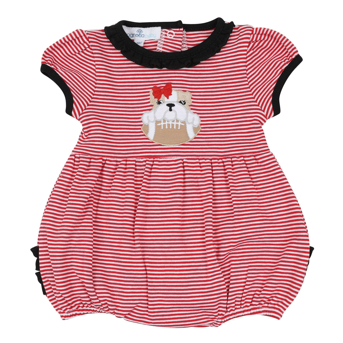Magnolia Baby_Bulldog Pride Applique Ruffle Short Sleeve Bubble_3