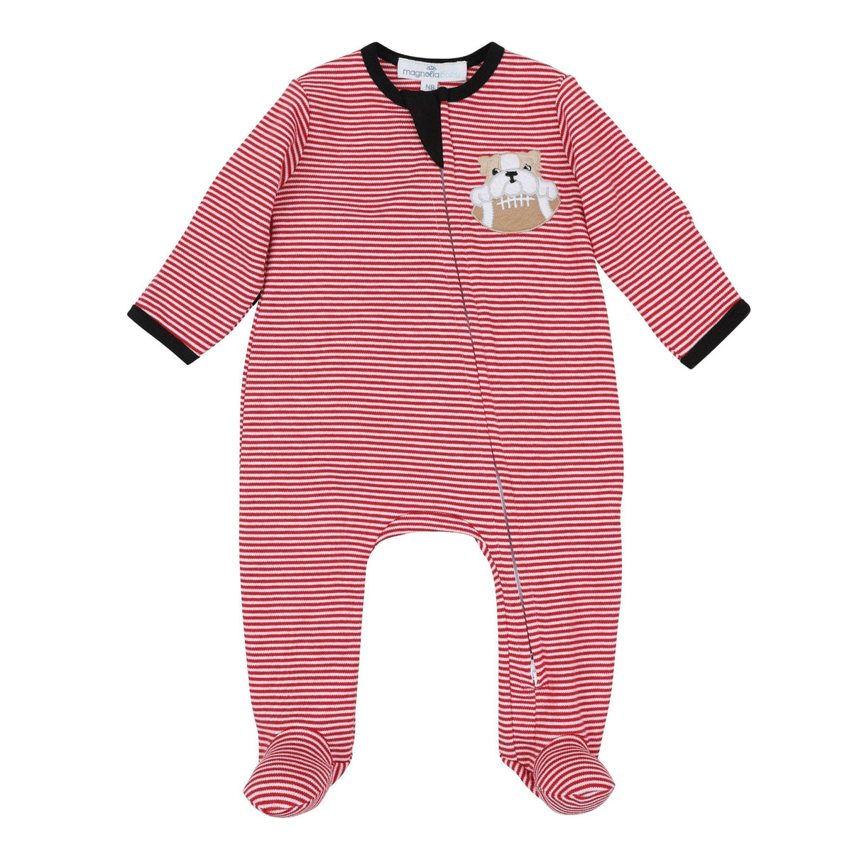 Magnolia Baby_Bulldog Pride Applique Zip Footie_2