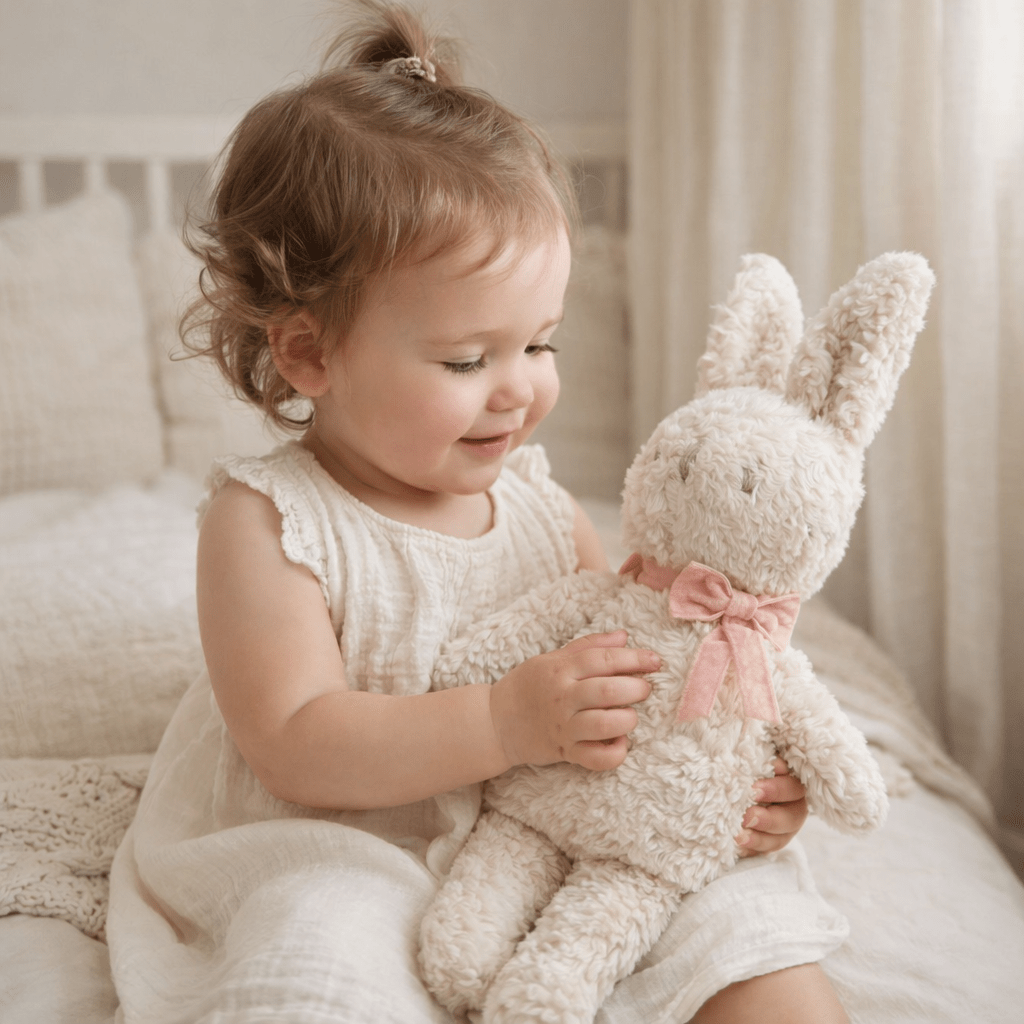 Bunny Doll with Pink Velvet Ribbon - 14" - Magnolia BabySoft Toy