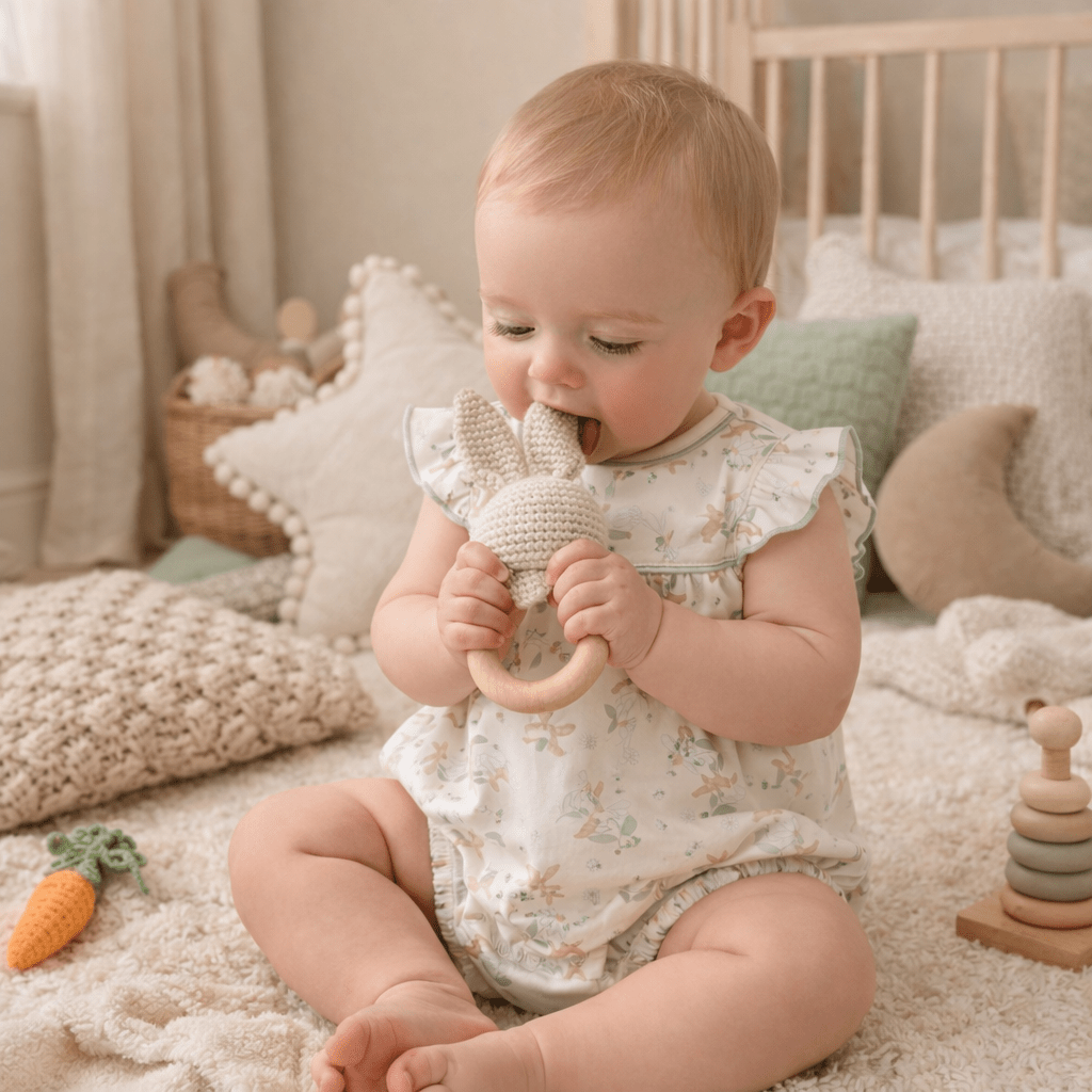 Bunny Teether Rattle - Cream - Magnolia BabyTeether
