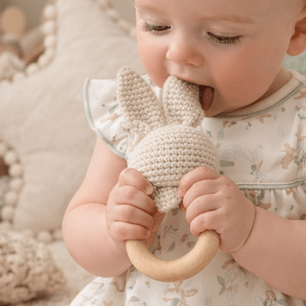 Bunny Teether Rattle - Cream - Magnolia BabyTeether