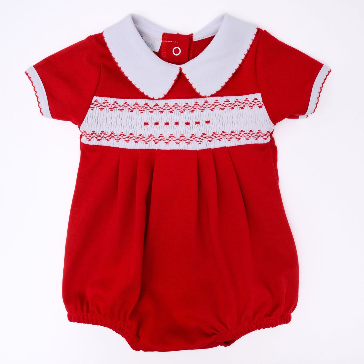 Chris Classics Smocked Short Sleeve Boy Bubble - Red - Magnolia BabyBubble