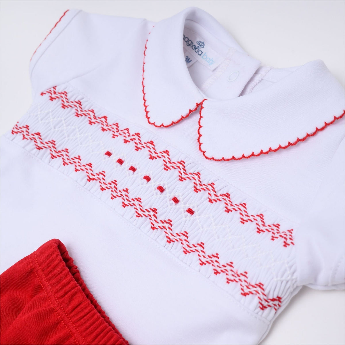 Chris Classics Smocked Short Sleeve Boy Diaper Cover Set - Red - Magnolia BabyDiaper Cover