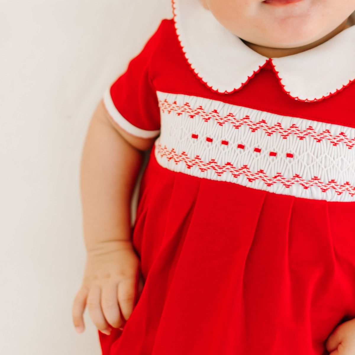 Chris Classics Smocked Short Sleeve Unisex Bubble - Red - Magnolia BabyBubble