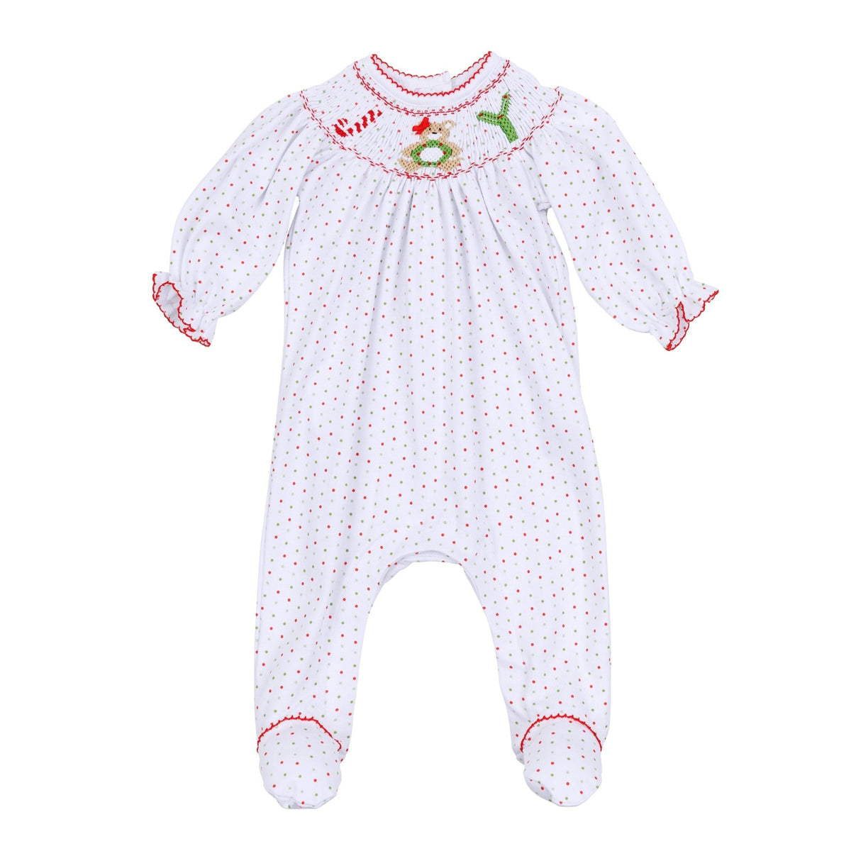 Christmas Joy Classics Bishop Footie - Red Girl - Magnolia BabyFootie
