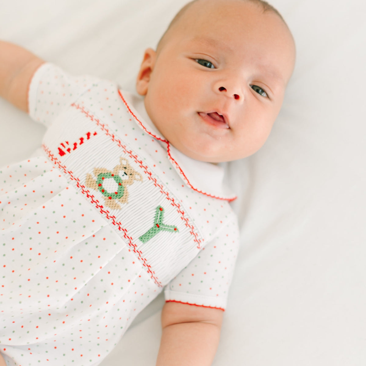Christmas Joy Classics Smocked Short Sleeve Bubble - Red Boy - Magnolia BabyBubble