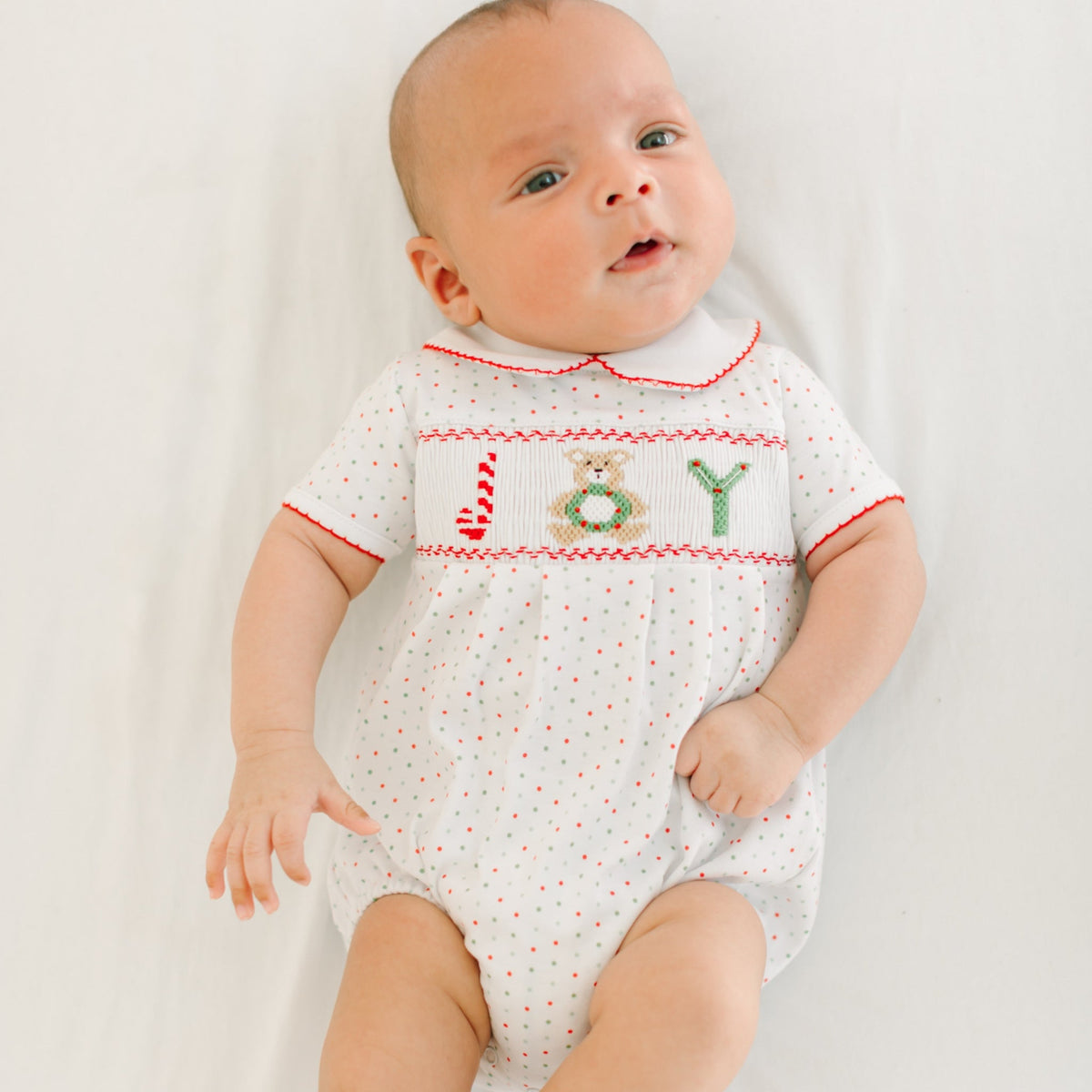 Christmas Joy Classics Smocked Short Sleeve Bubble - Red Boy - Magnolia BabyBubble