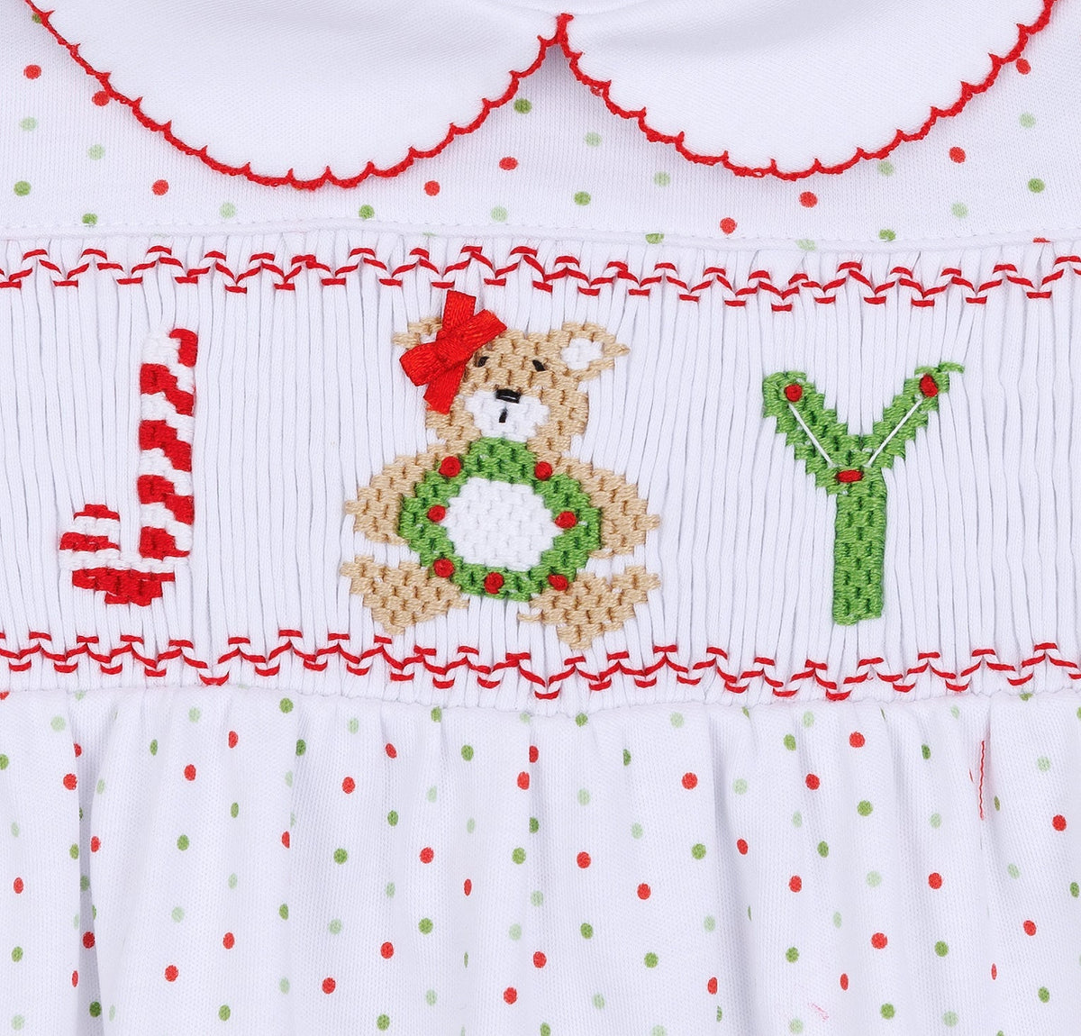 Christmas Joy Classics Smocked Short Sleeve Bubble - Red Girl - Magnolia BabyBubble