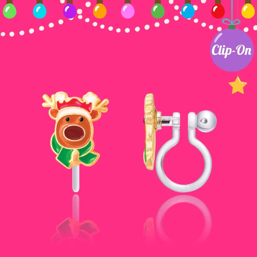 Christmas Reindeer Magic Cutie Clip - on Earrings - Magnolia BabyEarrings