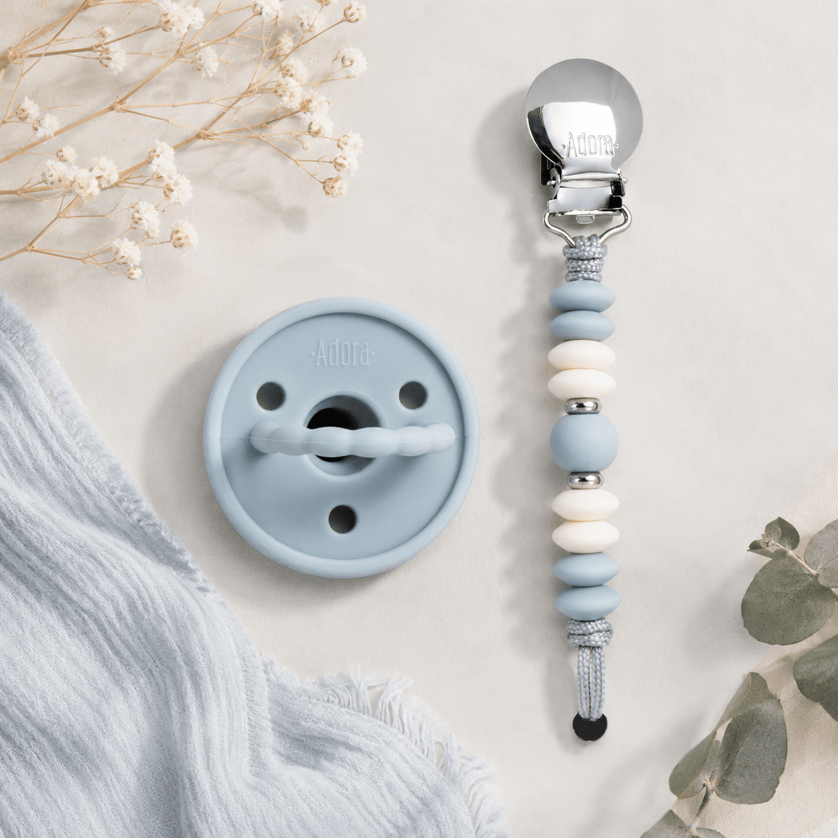 Classic Sky Vanilla Pacifier Clip Set - Magnolia BabyPacifiers & Clips