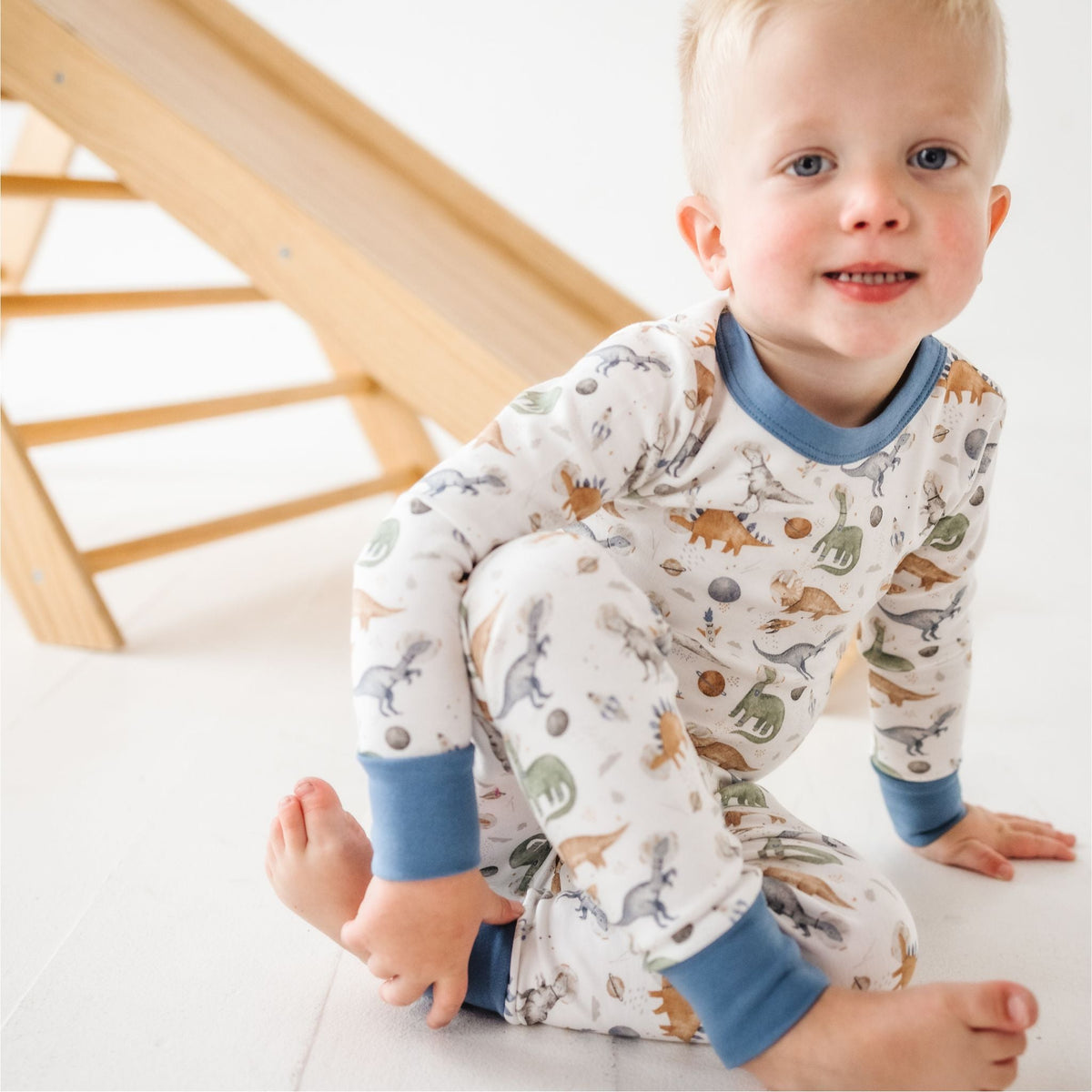 Cosmic Dinos Long Pajamas - Cobalt Blue - Magnolia BabyLong Pajamas