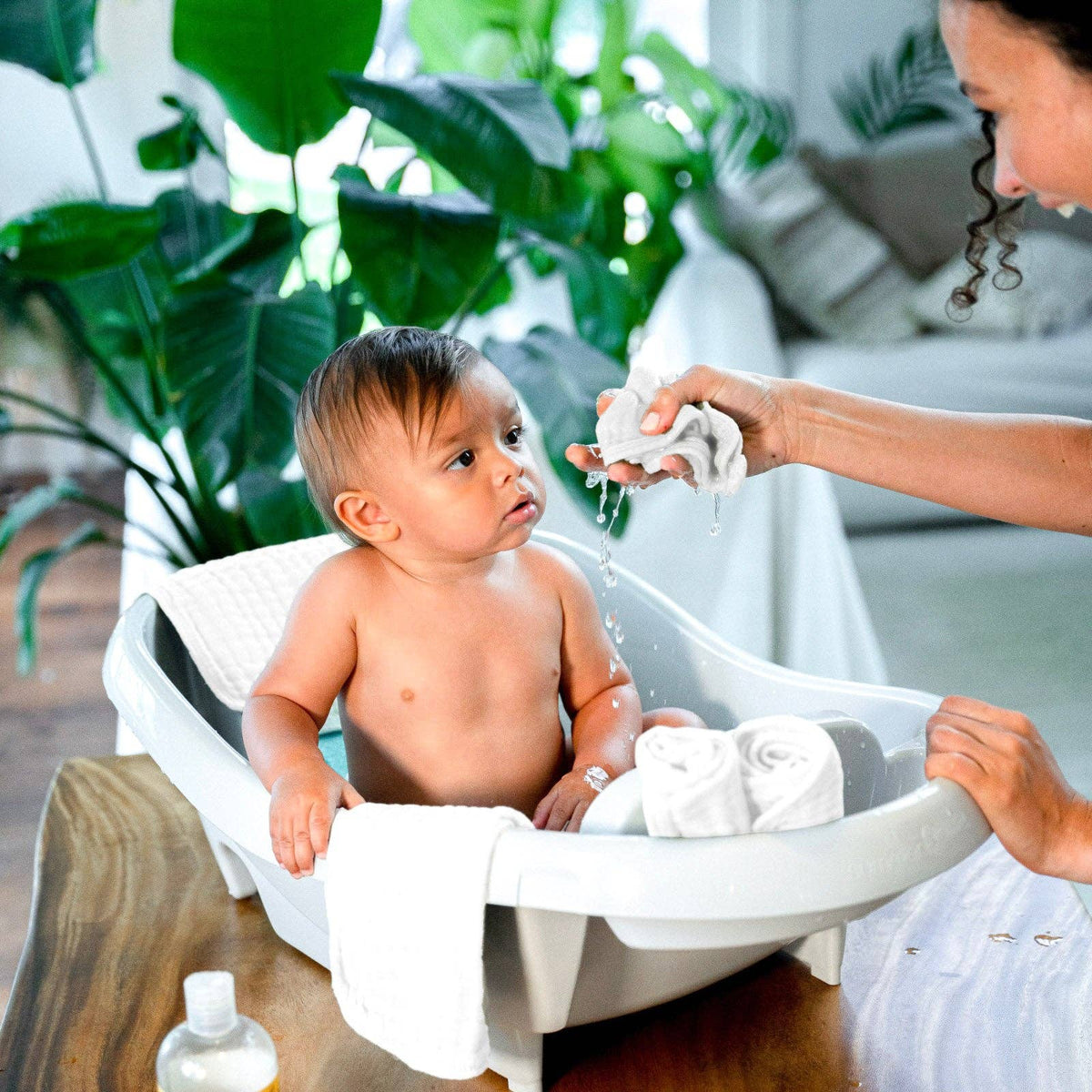 Cotton Muslin Baby Washcloths - White - Pack of 10 - Magnolia BabyBath Accessory