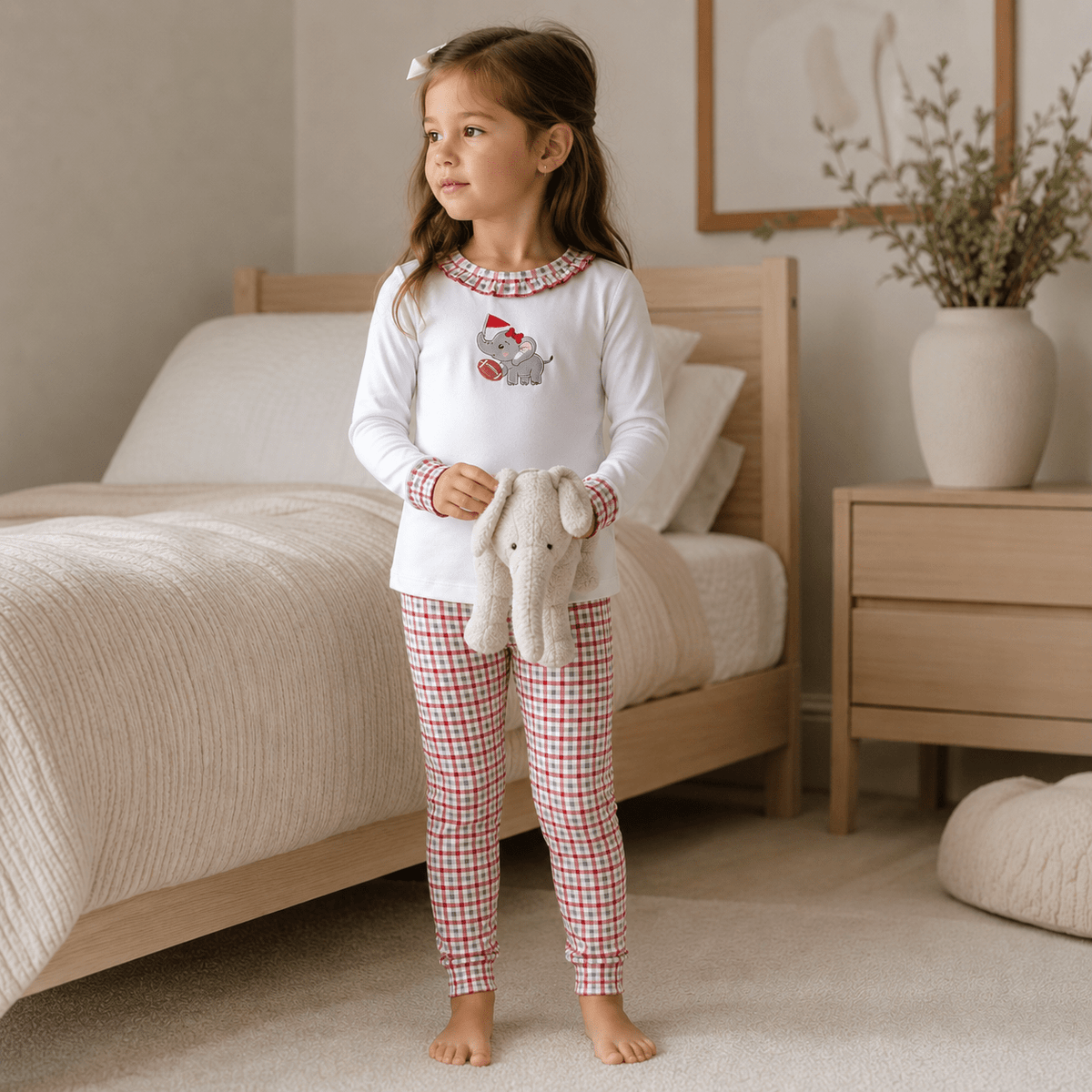 Crimson Tide Applique Ruffle Long Pajamas - Magnolia BabyLong Pajamas