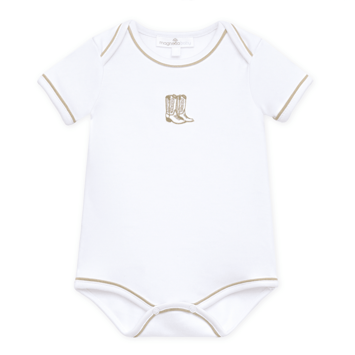 Darling Cowboy Boots Hand-Embroidered Bodysuit - Ivory - Magnolia BabyBodysuit