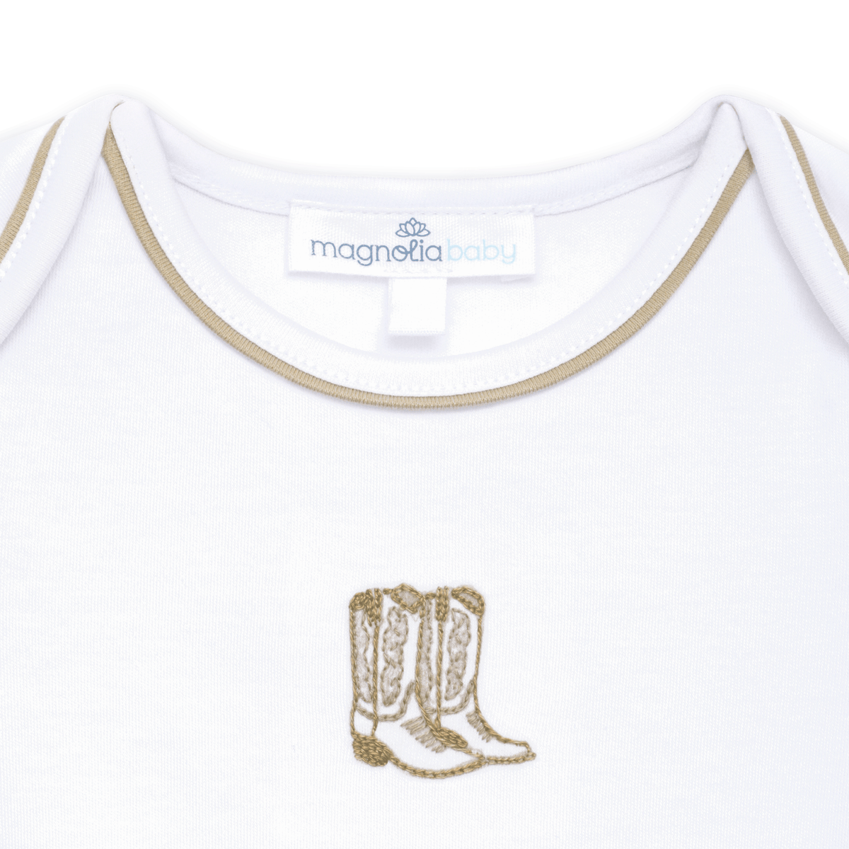 Darling Cowboy Boots Hand-Embroidered Bodysuit - Ivory - Magnolia BabyBodysuit