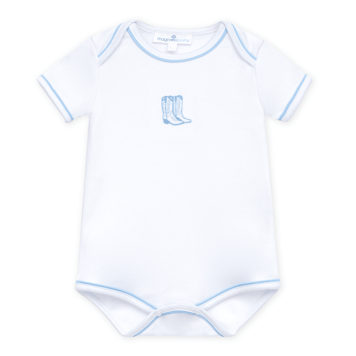 Darling Cowboy Boots Hand-Embroidered Bodysuit - Light Blue - Magnolia BabyBodysuit