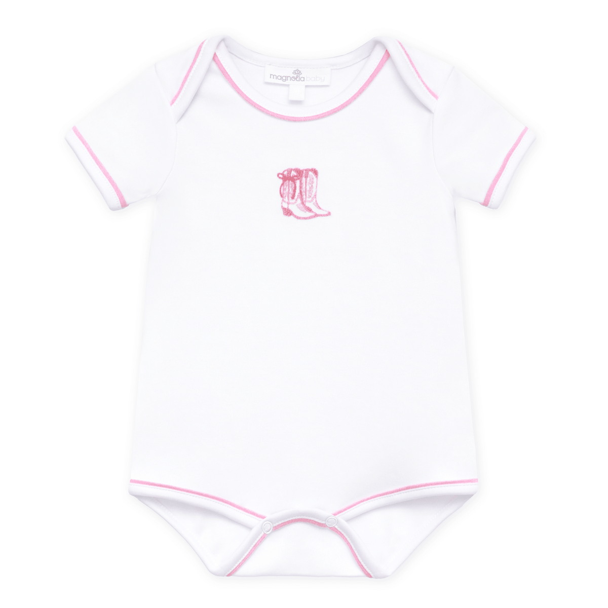 Darling Cowboy Boots Hand-Embroidered Bodysuit - Pink - Magnolia BabyBodysuit