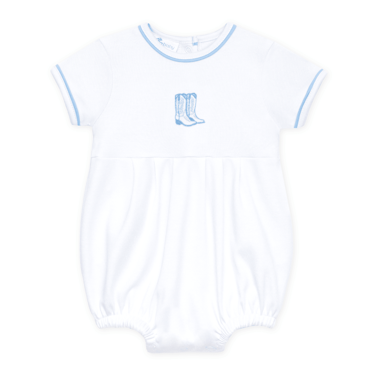 Darling Cowboy Boots Hand-Embroidered Bubble - Light Blue - Magnolia BabyBubble