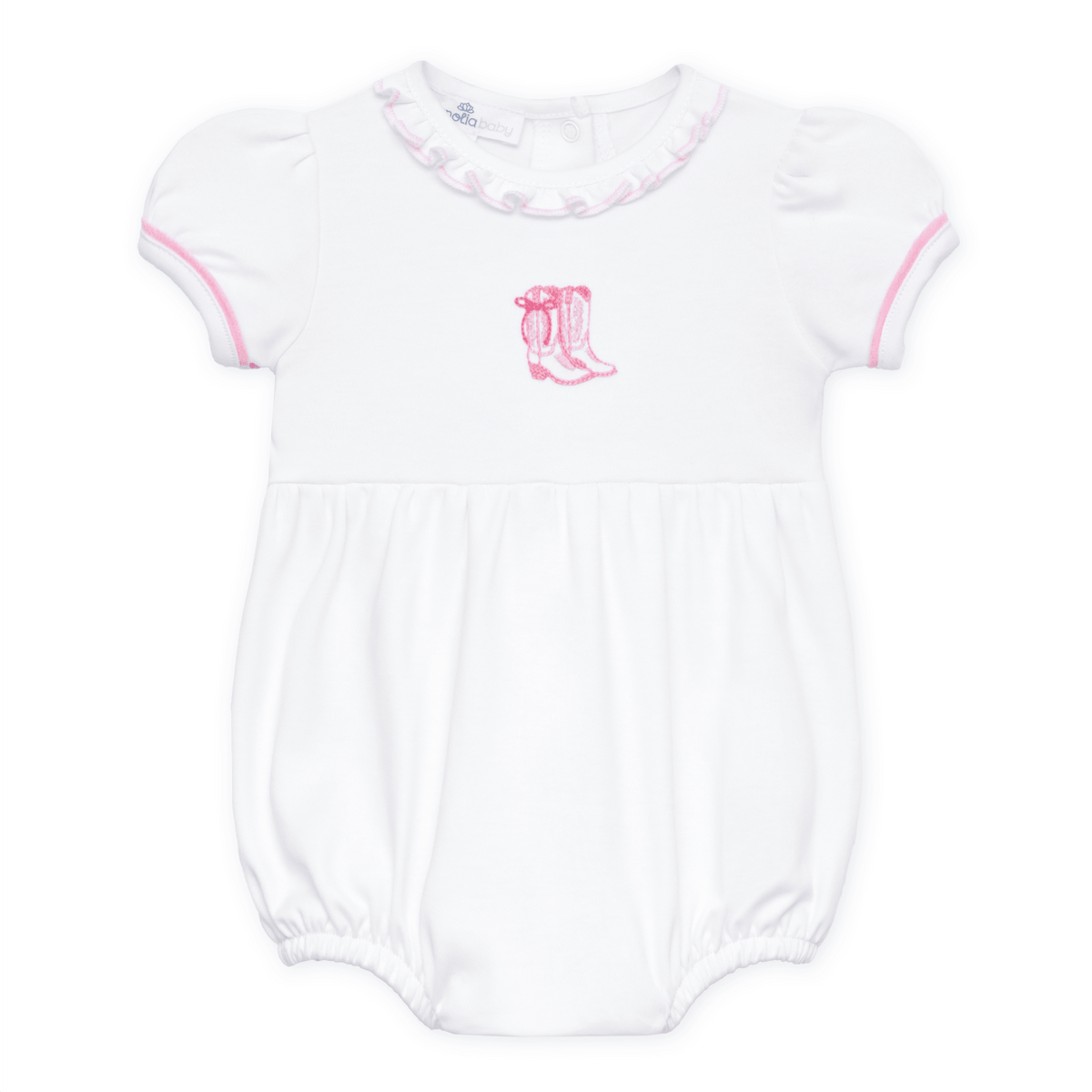 Darling Cowboy Boots Hand-Embroidered Bubble - Pink - Magnolia BabyBubble