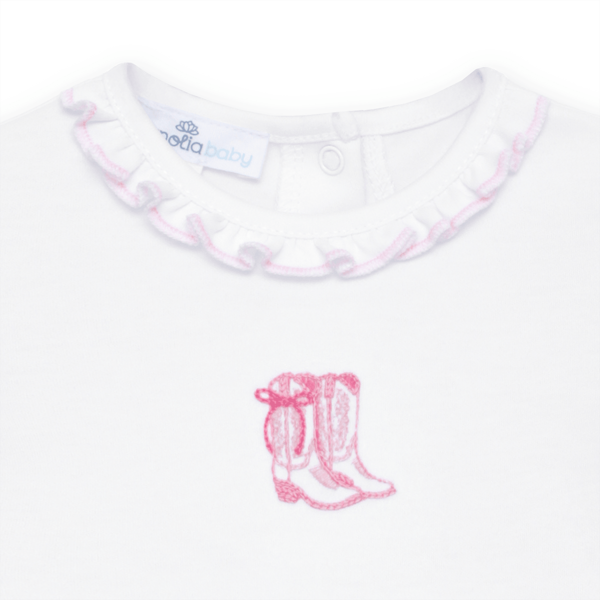 Darling Cowboy Boots Hand-Embroidered Bubble - Pink - Magnolia BabyBubble