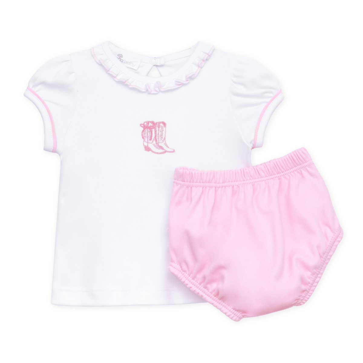 Darling Cowboy Boots Hand-Embroidered Ruffle Diaper Cover Set - Magnolia BabyDiaper Cover