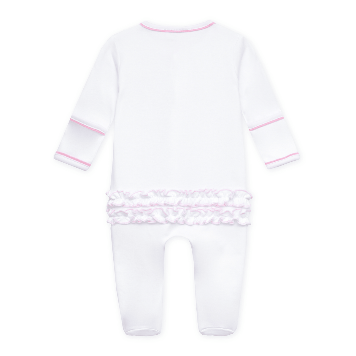 Darling Cowboy Boots Hand-Embroidered Ruffle Footie - Pink - Magnolia BabyFootie
