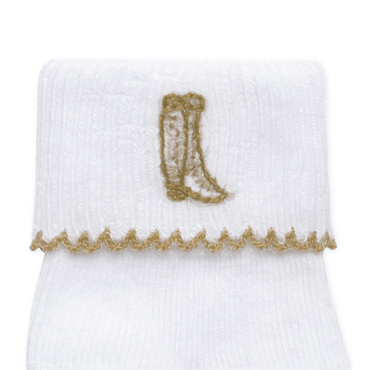Darling Cowboy Boots Hand-Embroidered Socks - Ivory - Magnolia BabySocks