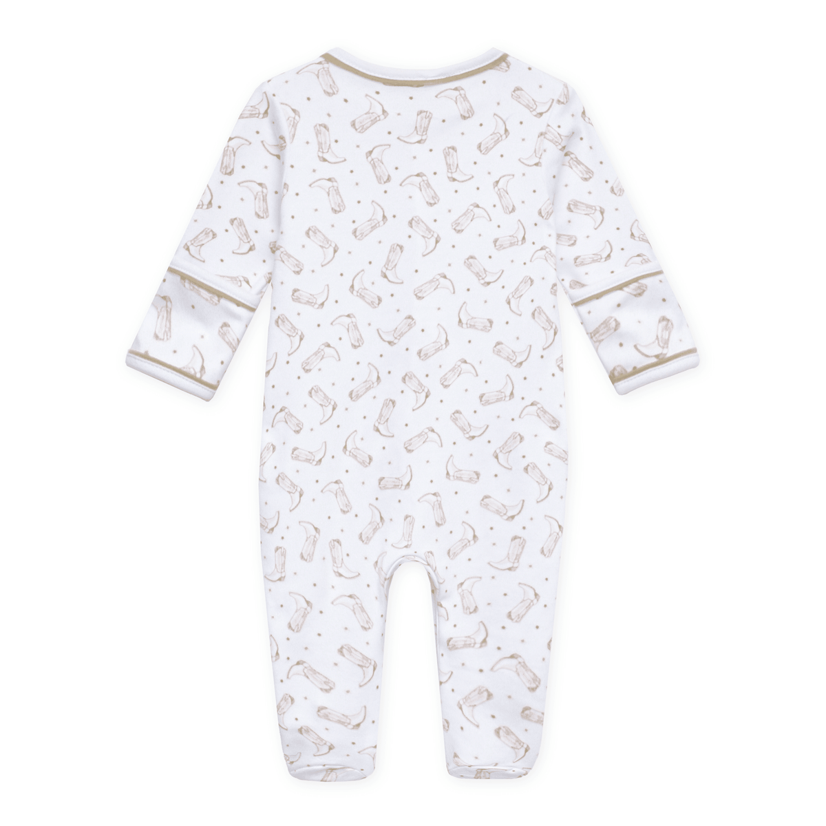 Magnolia Baby_Darling Cowboy Boots Print Footie - Ivory_2