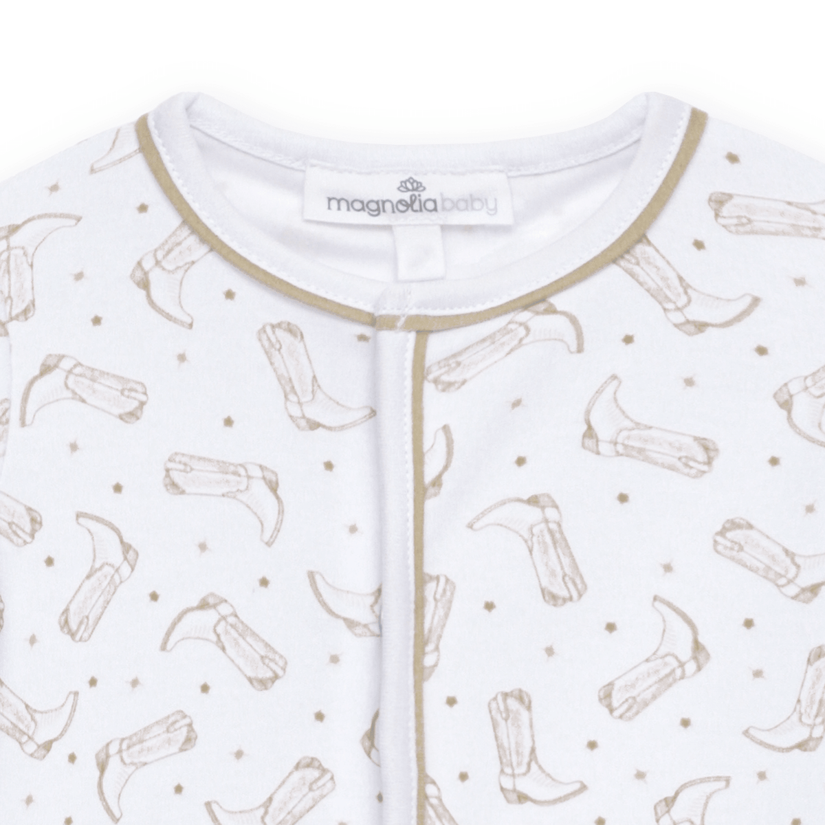 Magnolia Baby_Darling Cowboy Boots Print Footie - Ivory_3