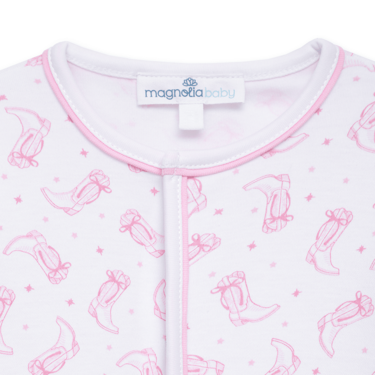 Magnolia Baby_Darling Cowboy Boots Print Ruffle Footie - Pink_3