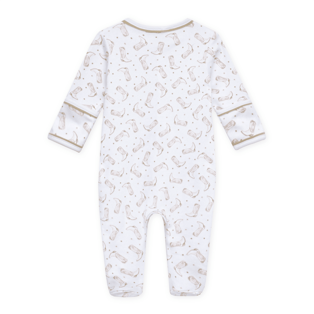 Darling Cowboy Boots Print Zip Footie - Ivory - Magnolia BabyFootie