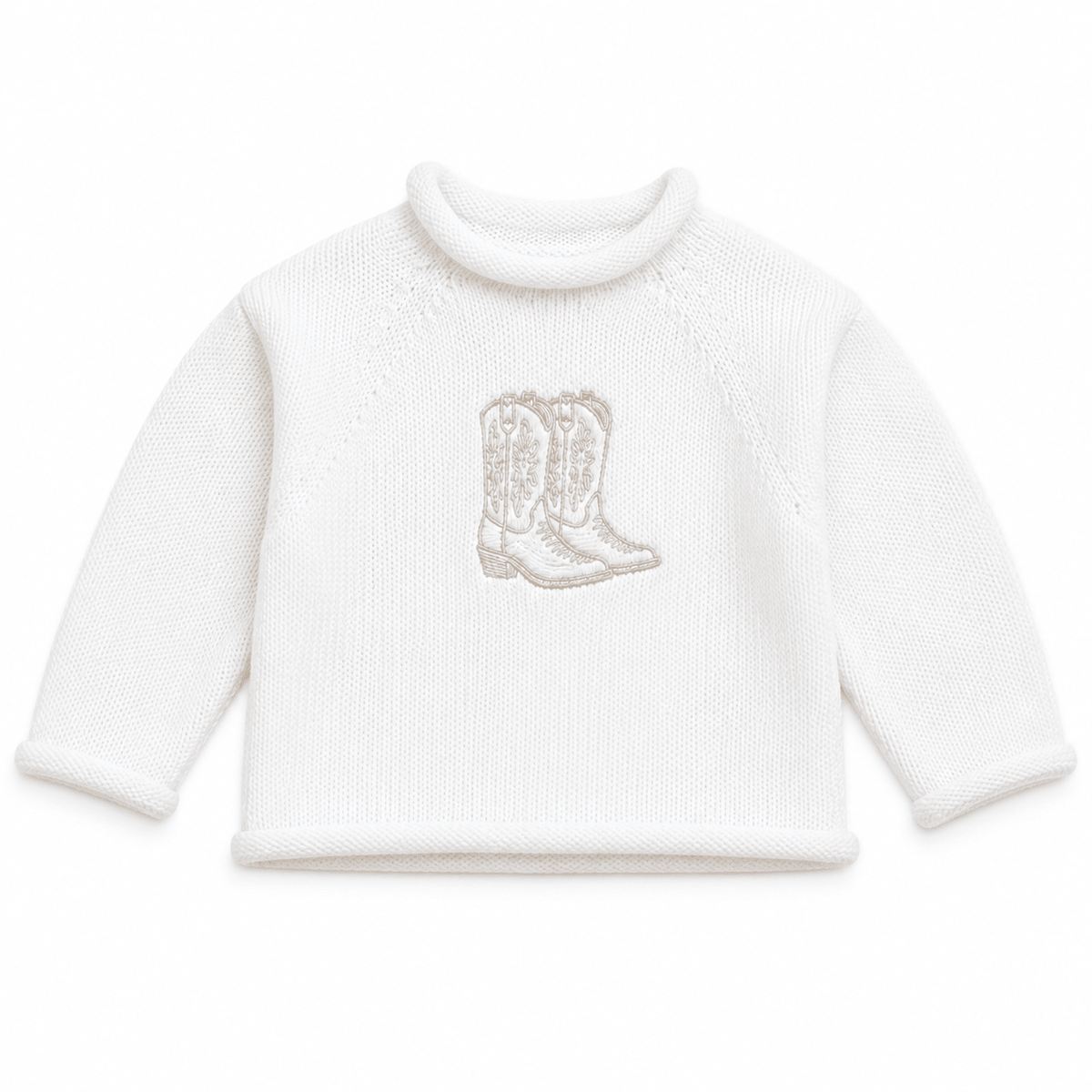 Magnolia Baby_Darling Cowboy Boots Rollneck Sweater - Ivory_1